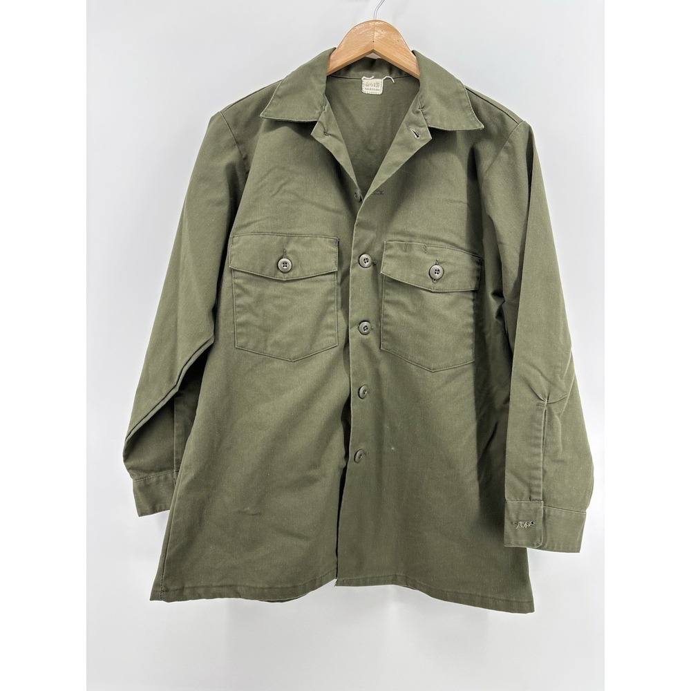 OG 507 Military Durable Press Utility Vintage Vietnam Man's Shirt Clean 15x31